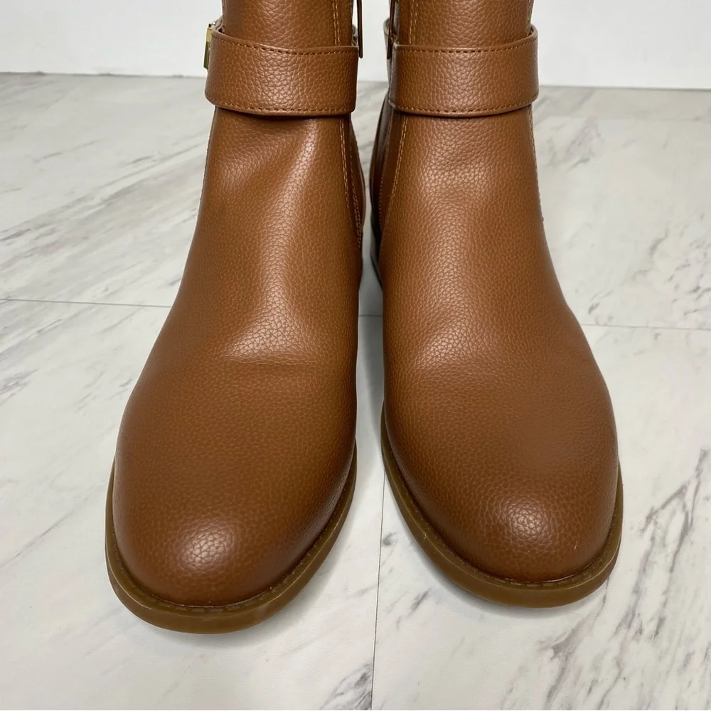 Michael Kors Jilly Brown Pebbled Faux Leather Bootie 9 1/2 M